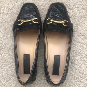 Black leatherCoach slip on loafers